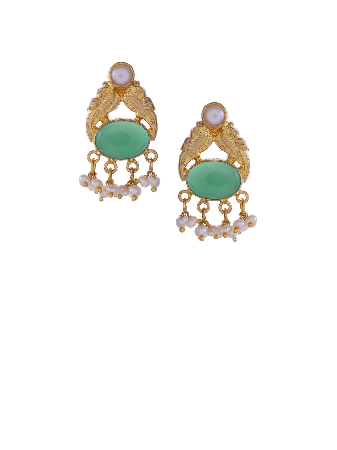 

Silvermerc Designs Gold-Toned & Green Circular Studs