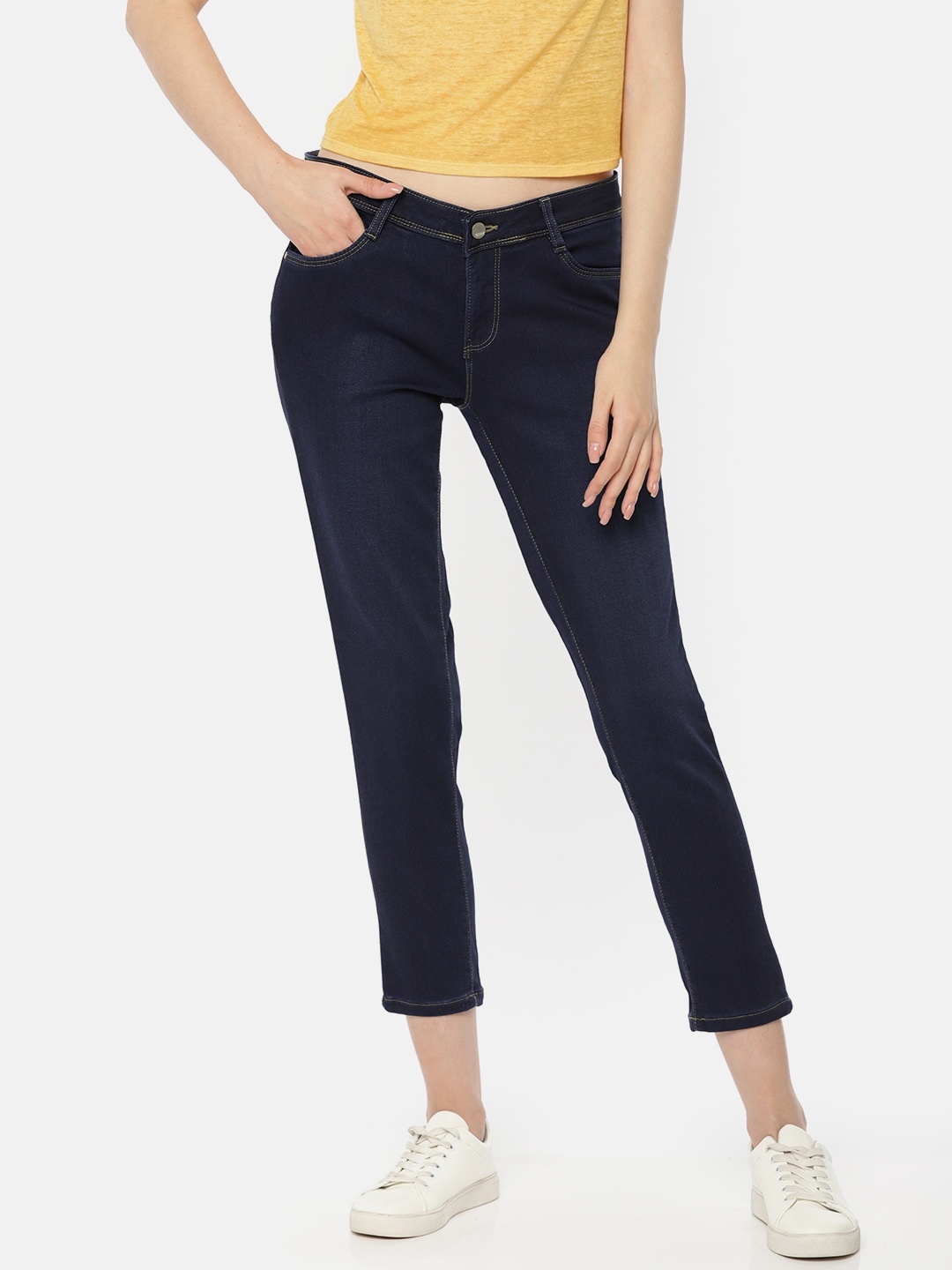 

Kraus Jeans Women K3051 Blue Slim Fit Mid-Rise Clean Look Stretchable Jeans