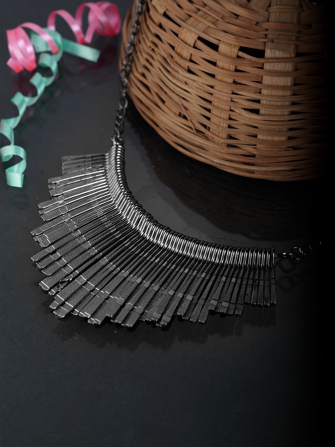 

Moedbuille Silver-Toned Metal Choker Necklace