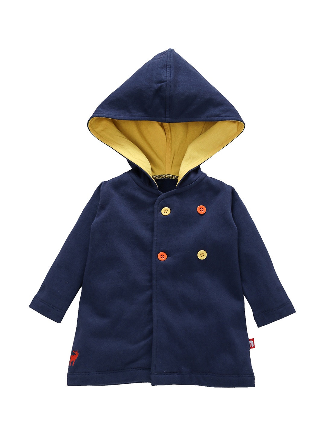 

Nino Bambino Boys Navy Blue Solid Organic Cotton Open Front Jacket