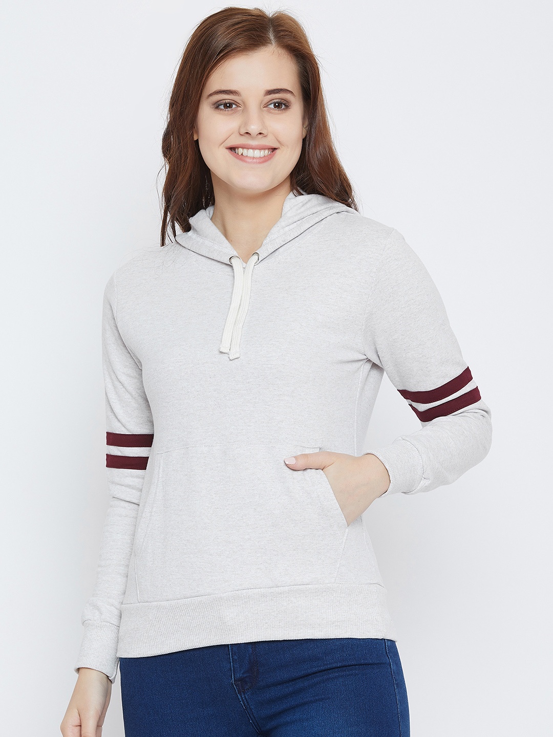 

The Dry State Women White Solid Hooded Sweatshirt