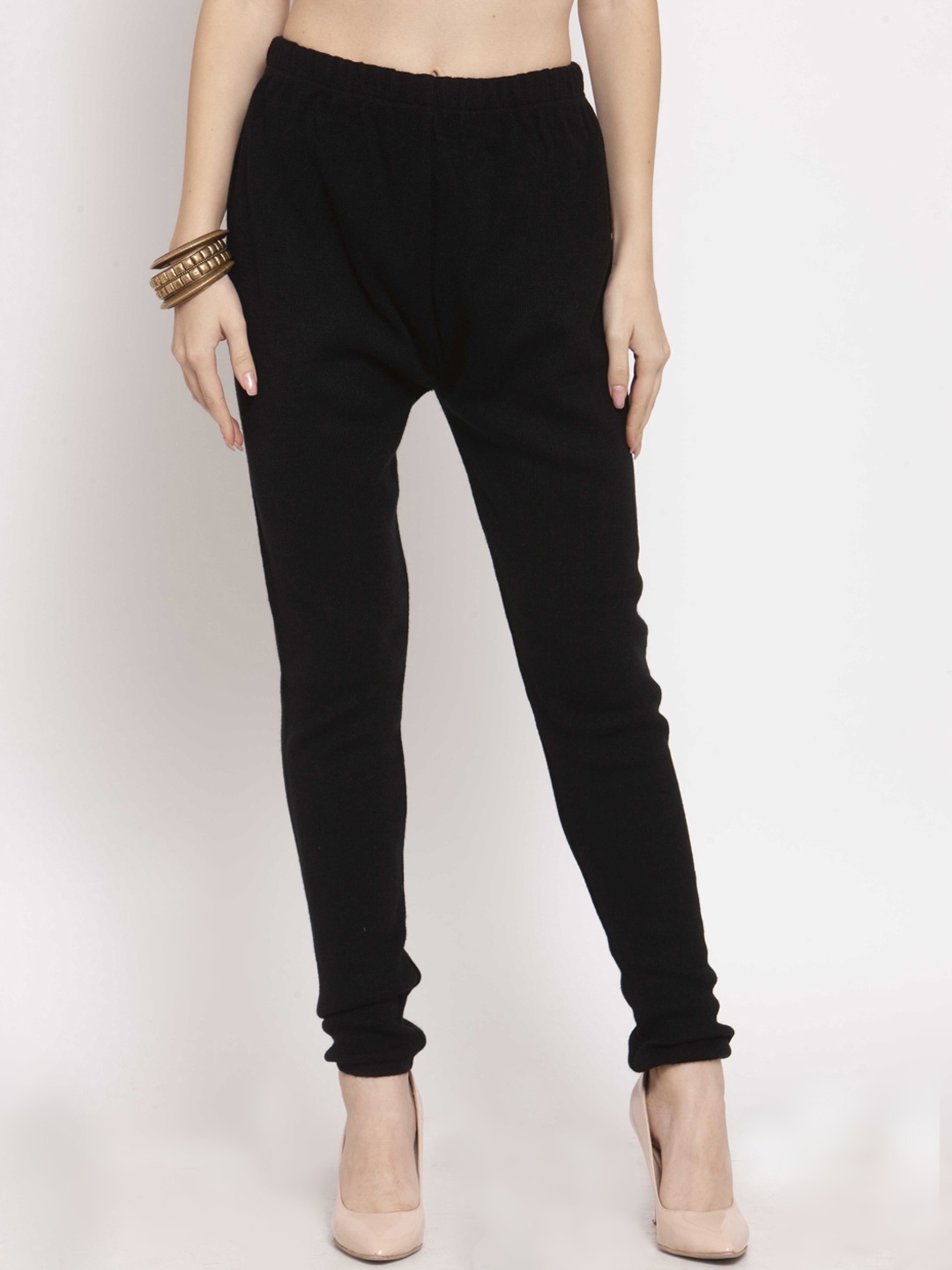 

Castle Women Black Solid Woolen Churidar-Length Leggings