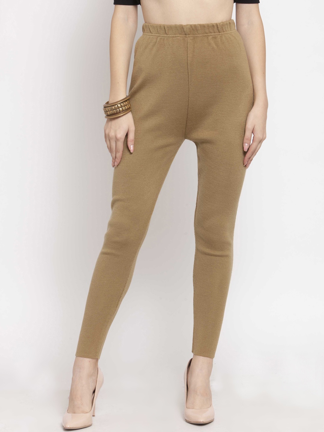 

Castle Women Beige Solid Woolen Ankle-Length Leggings