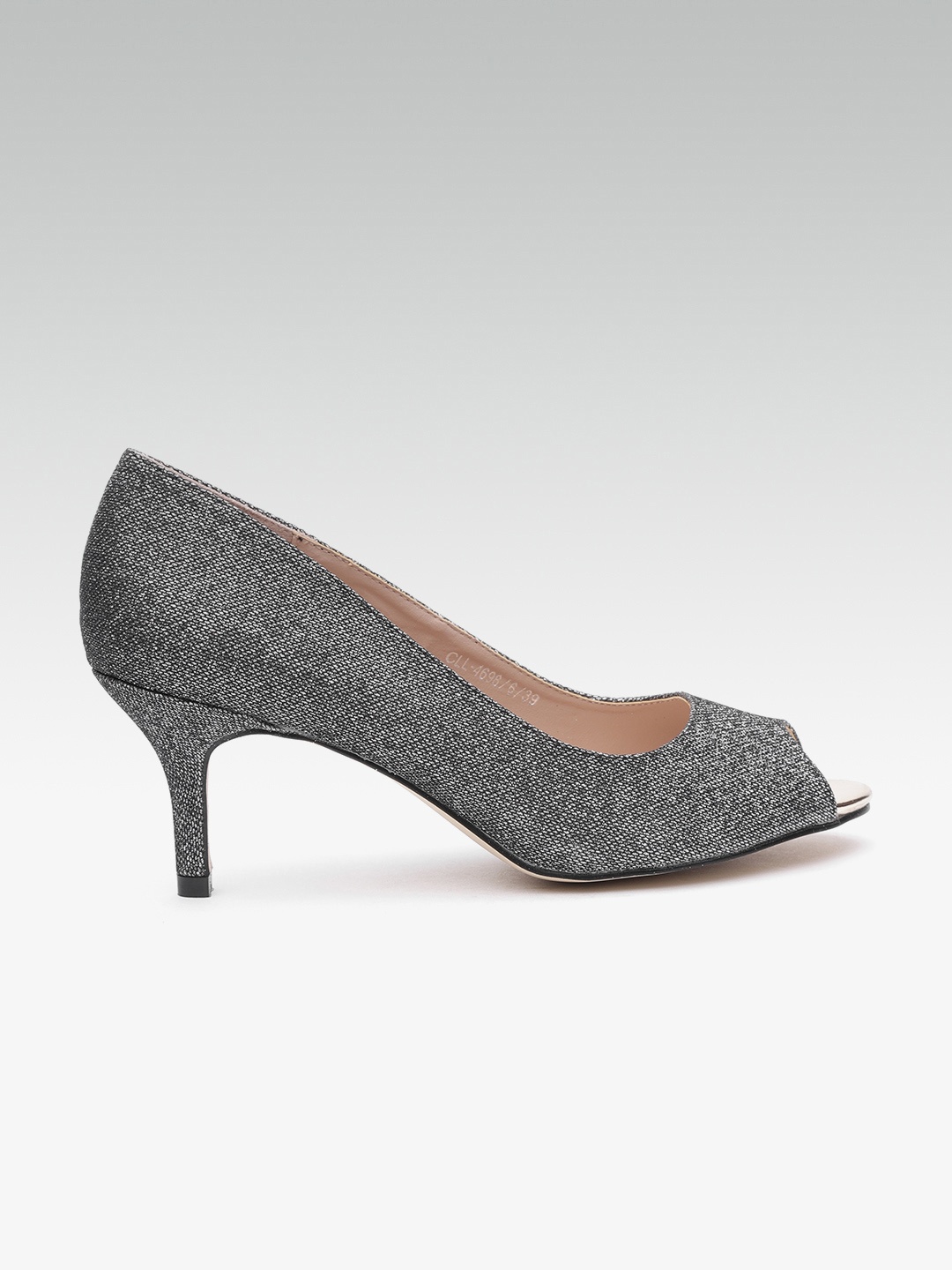 

Carlton London Women Gunmetal-Toned Shimmer Peep Toes, Metallic