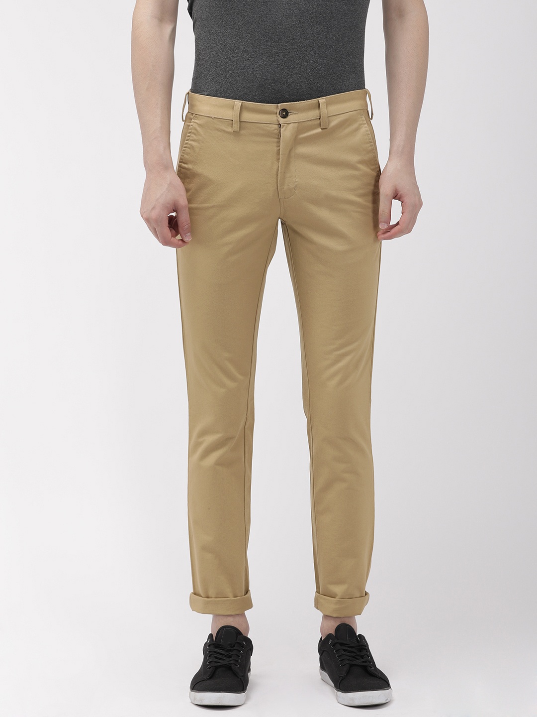 

Park Avenue Men Khaki LRT Regular Fit Solid Chinos