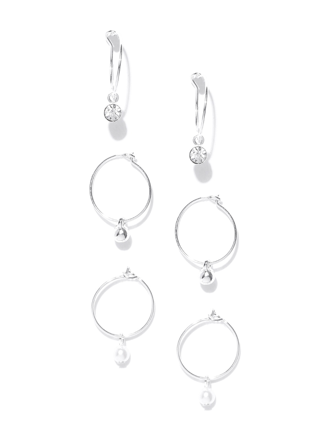 

Accessorize London Women Set of 3 Simple Hoop Earring, Silver