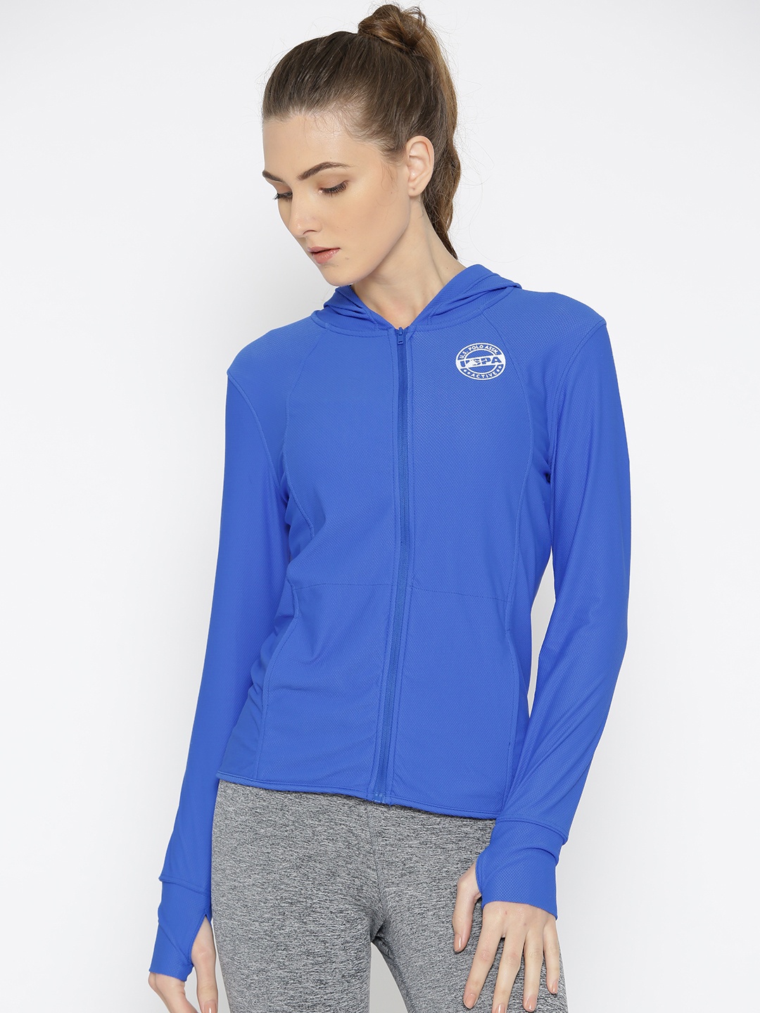 

U.S. Polo Assn. Women Blue Solid Hooded Sweatshirt