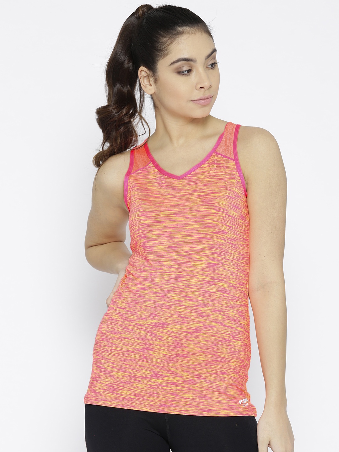 

U.S. Polo Assn. Women Orange & Pink Solid Tank Top