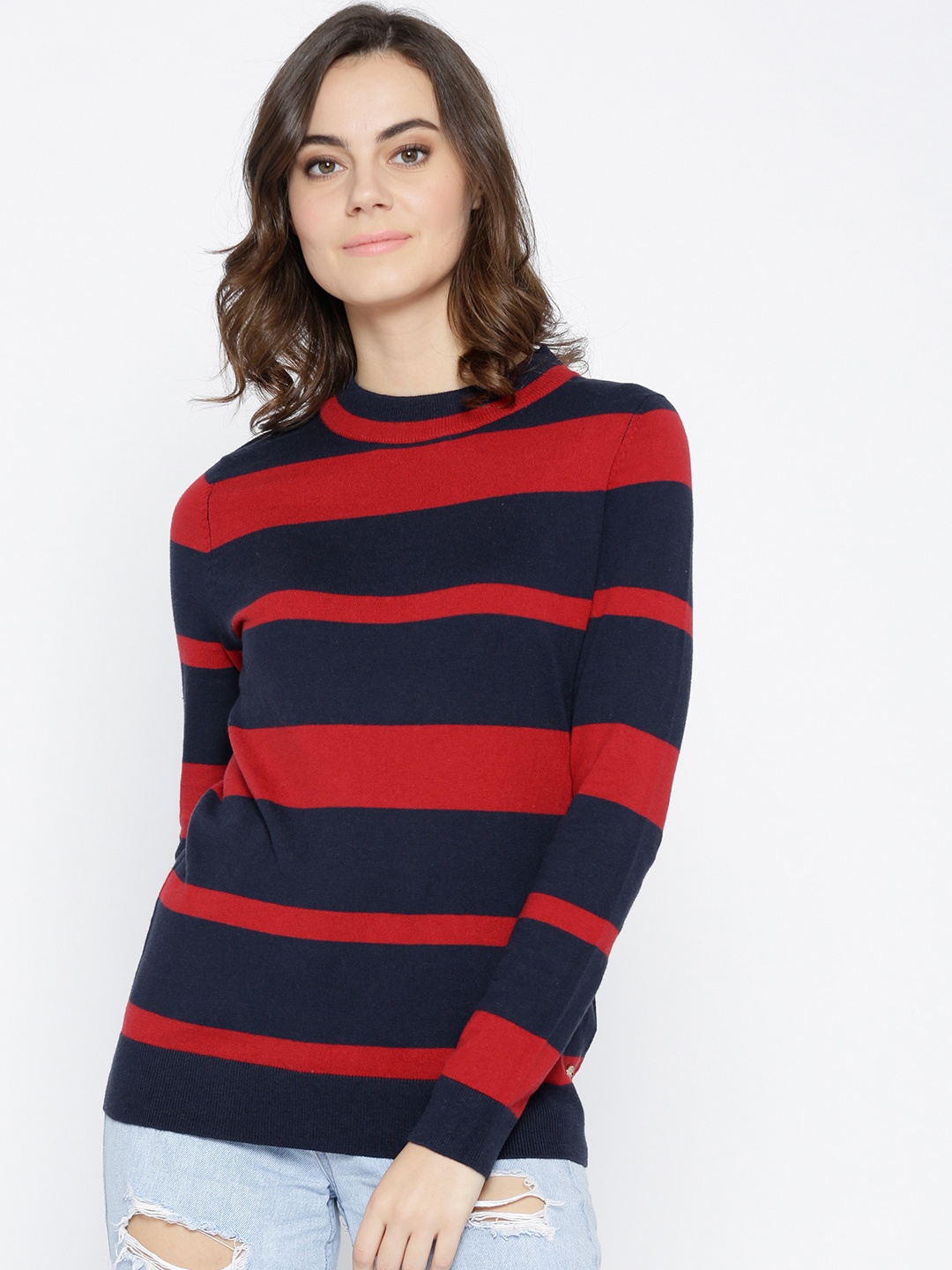 

U.S. Polo Assn. Women Navy Blue & Red Striped Pullover