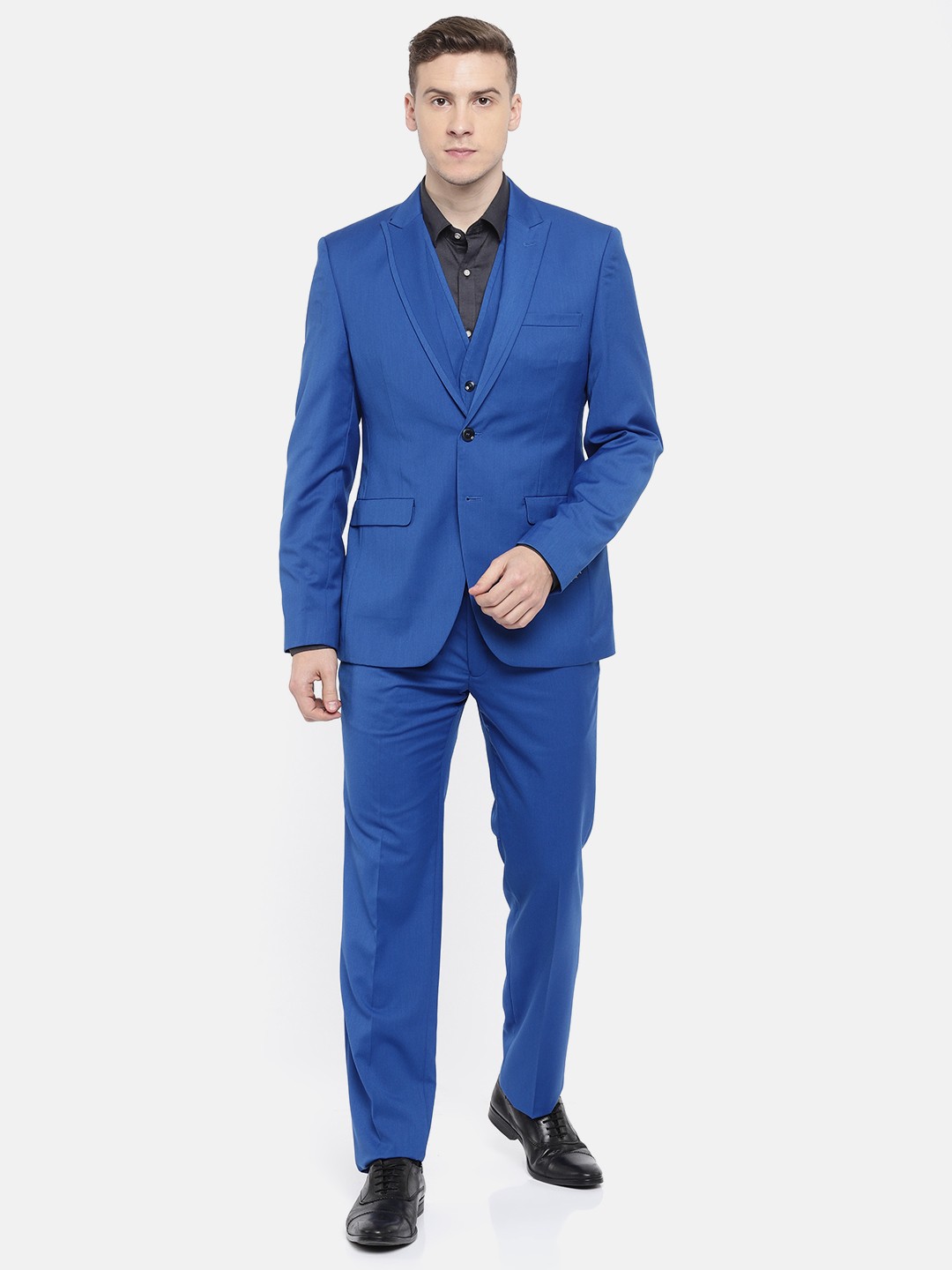 

Park Avenue Men Blue Solid Super Slim Fit Single-Breasted Formal Suit