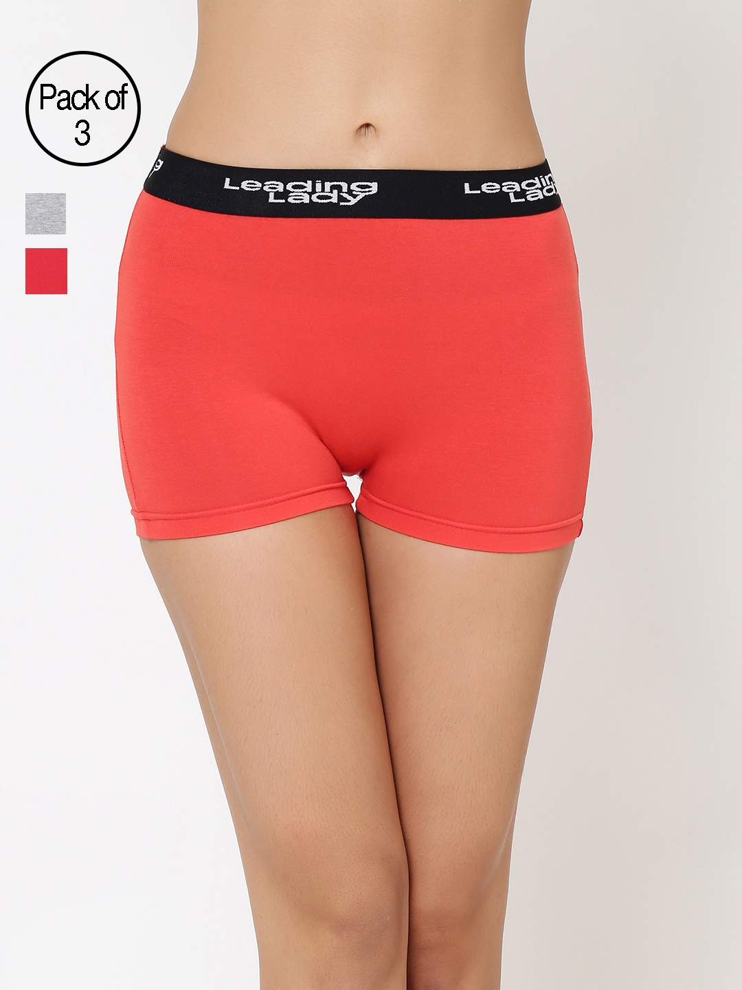 

Leading Lady pack of 3 pcs colourful breifs, Red