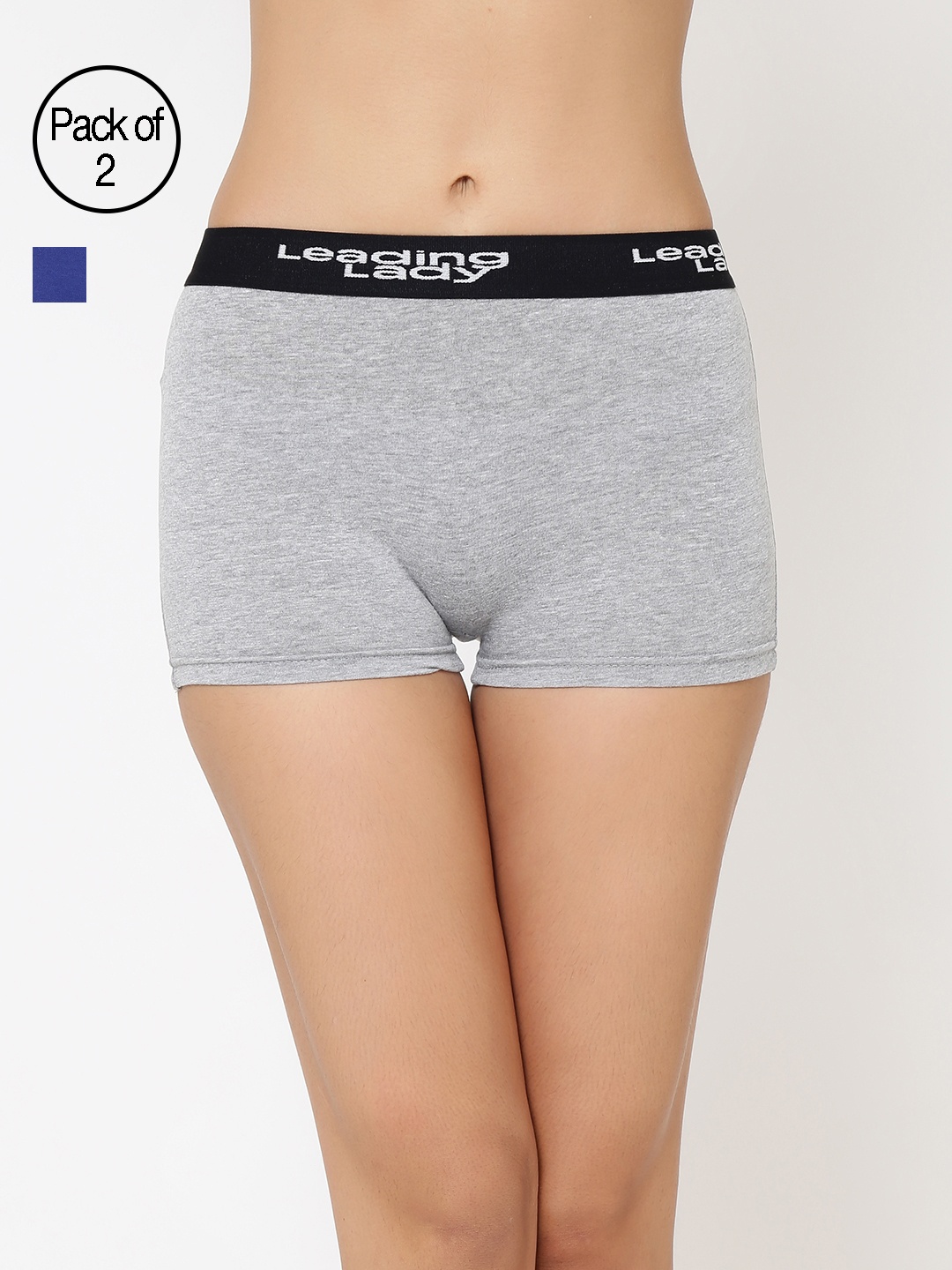 

Leading Lady Pack of 2 Assorted Mid-Rise Briefs Shorty, Grey