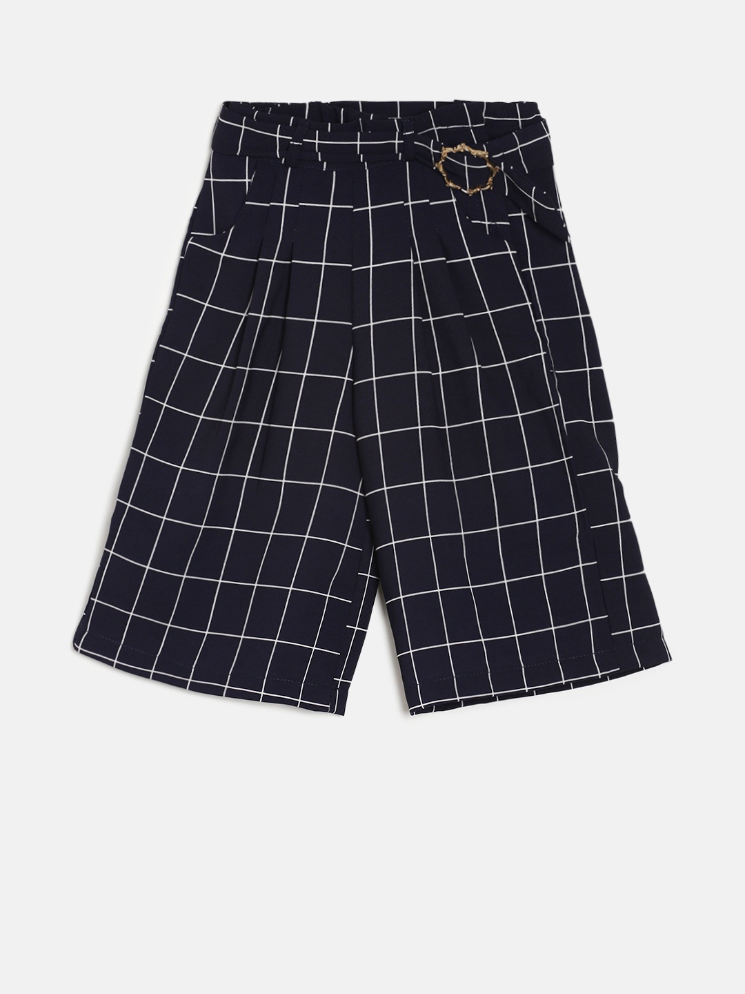 

Peppermint Girls Navy Blue Checked Leg Palazzos