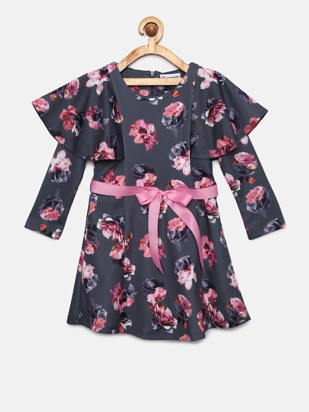 

Peppermint Girls Grey Printed Fit and Flare Dress