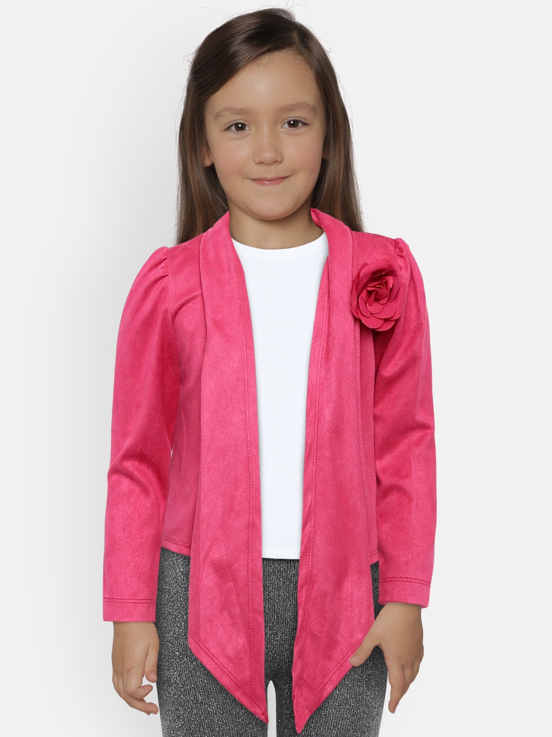 

Peppermint Fuchsia Solid Open Front Shrug