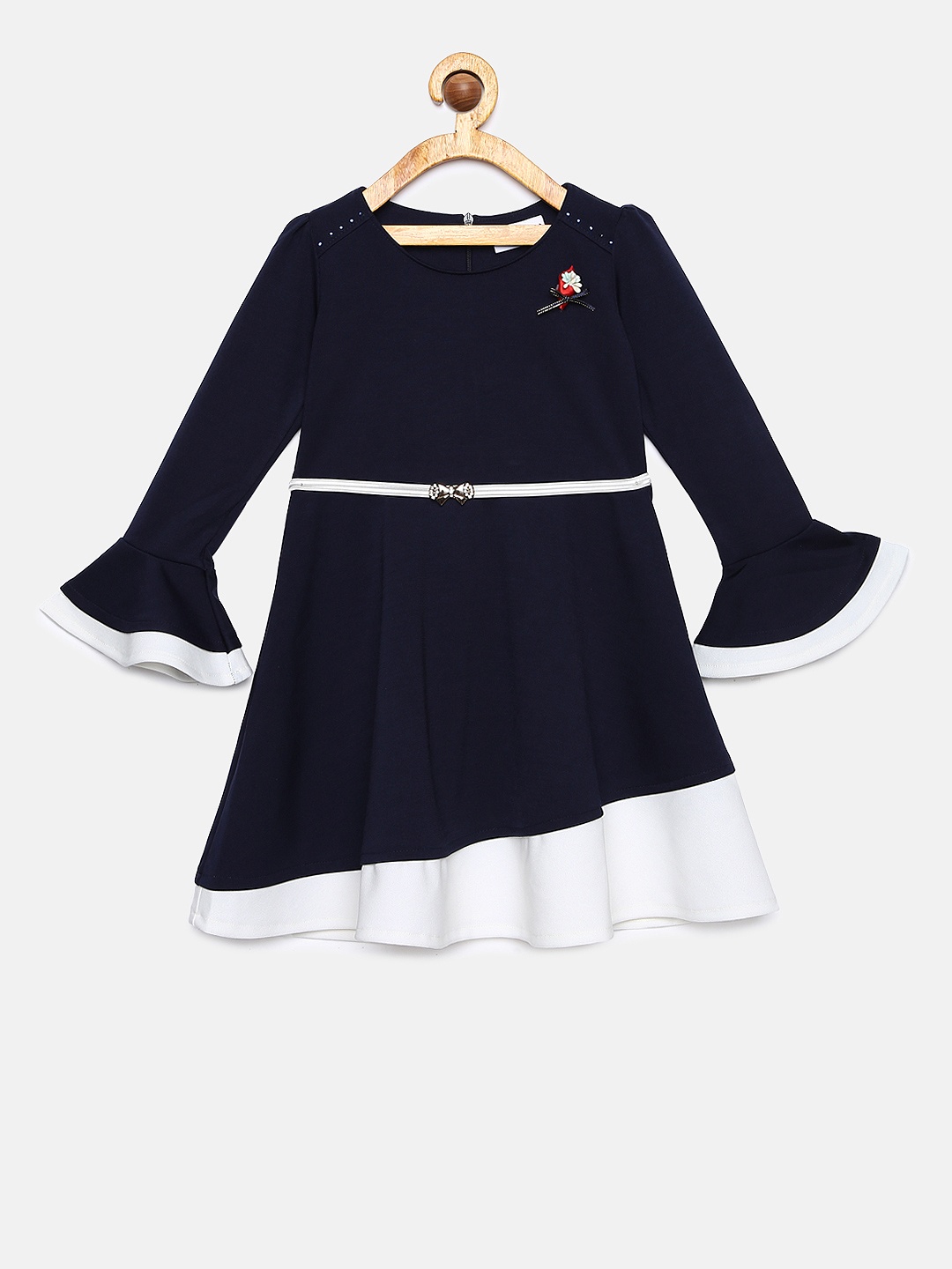 

Peppermint Girls Navy Blue Solid A-Line Dress