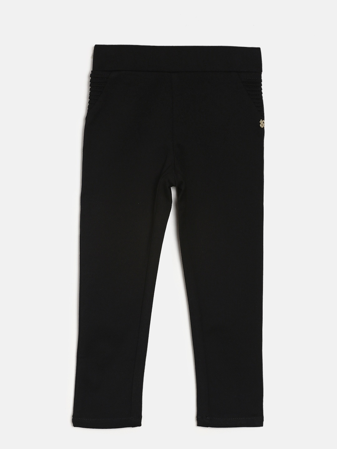 

Peppermint Girls Black Solid Jeggings