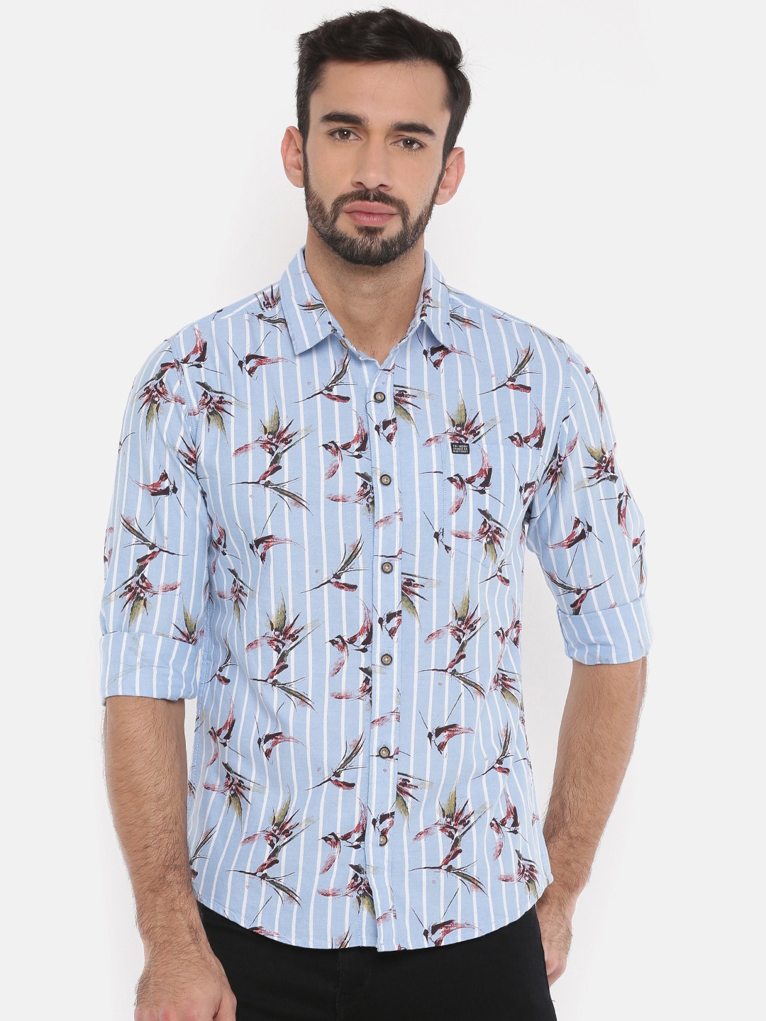 

The Indian Garage Co Men Blue Regular Fit Printed Casual Shirt