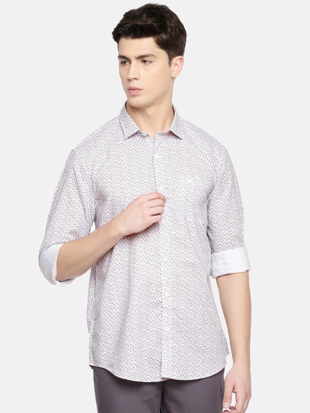 

Blackberrys Men White Slim Fit Printed Casual Shirt