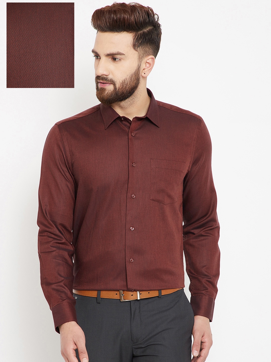 

Blackberrys Men Maroon Slim Fit Textured Formal Shirt