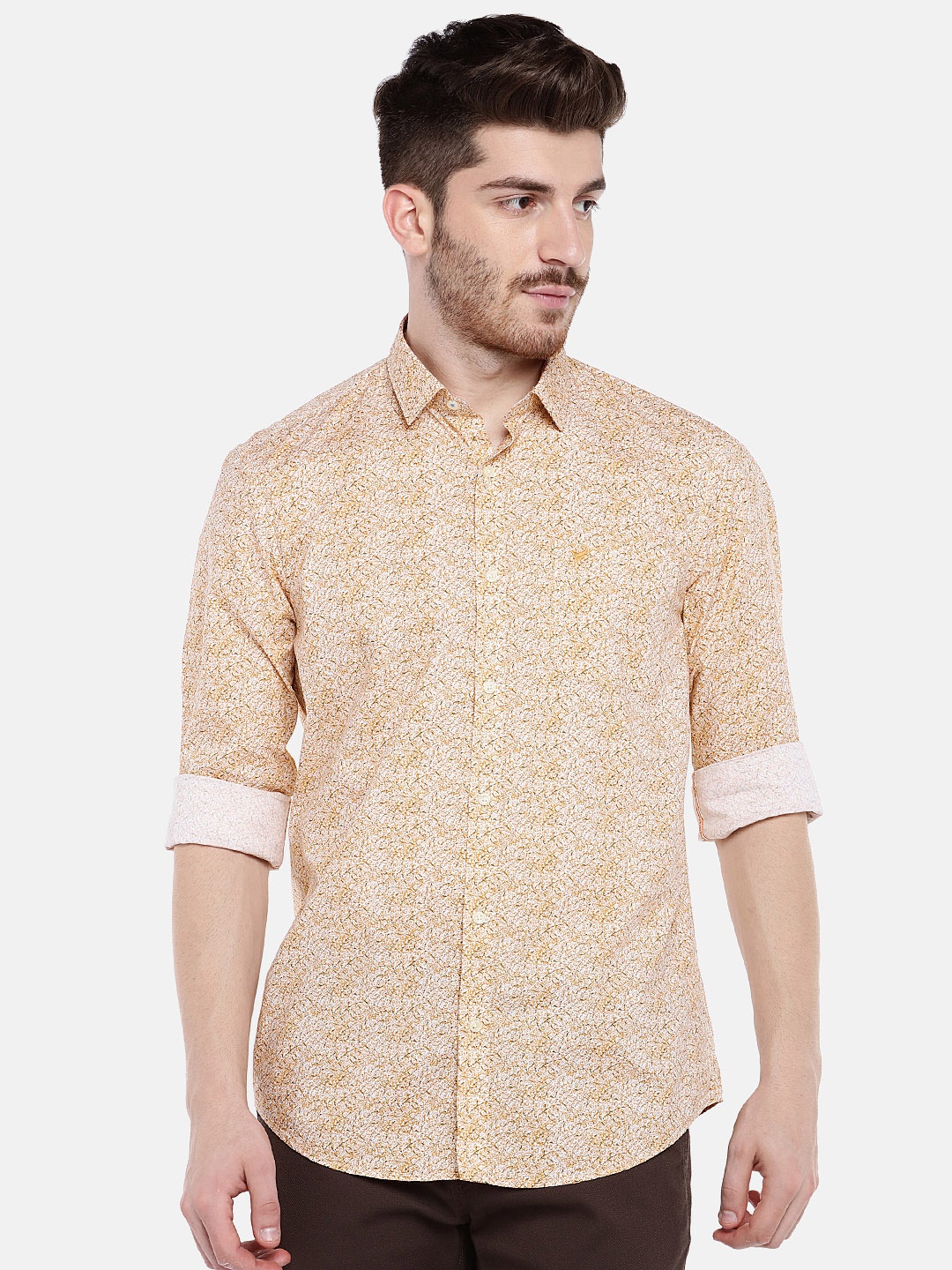

Blackberrys Men Orange & White Slim Fit Printed Casual Shirt