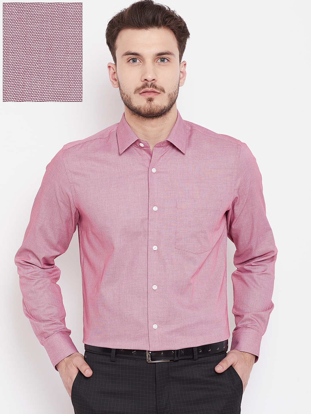 

Blackberrys Men Red Slim Fit Self-Design Formal Shirt