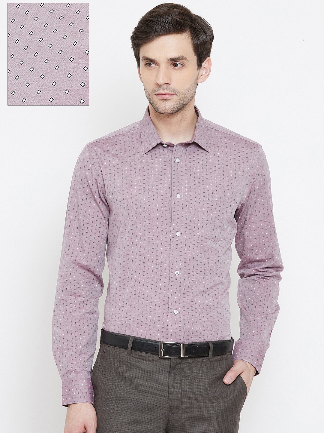

Blackberrys Men Mauve Slim Fit Printed Formal Shirt