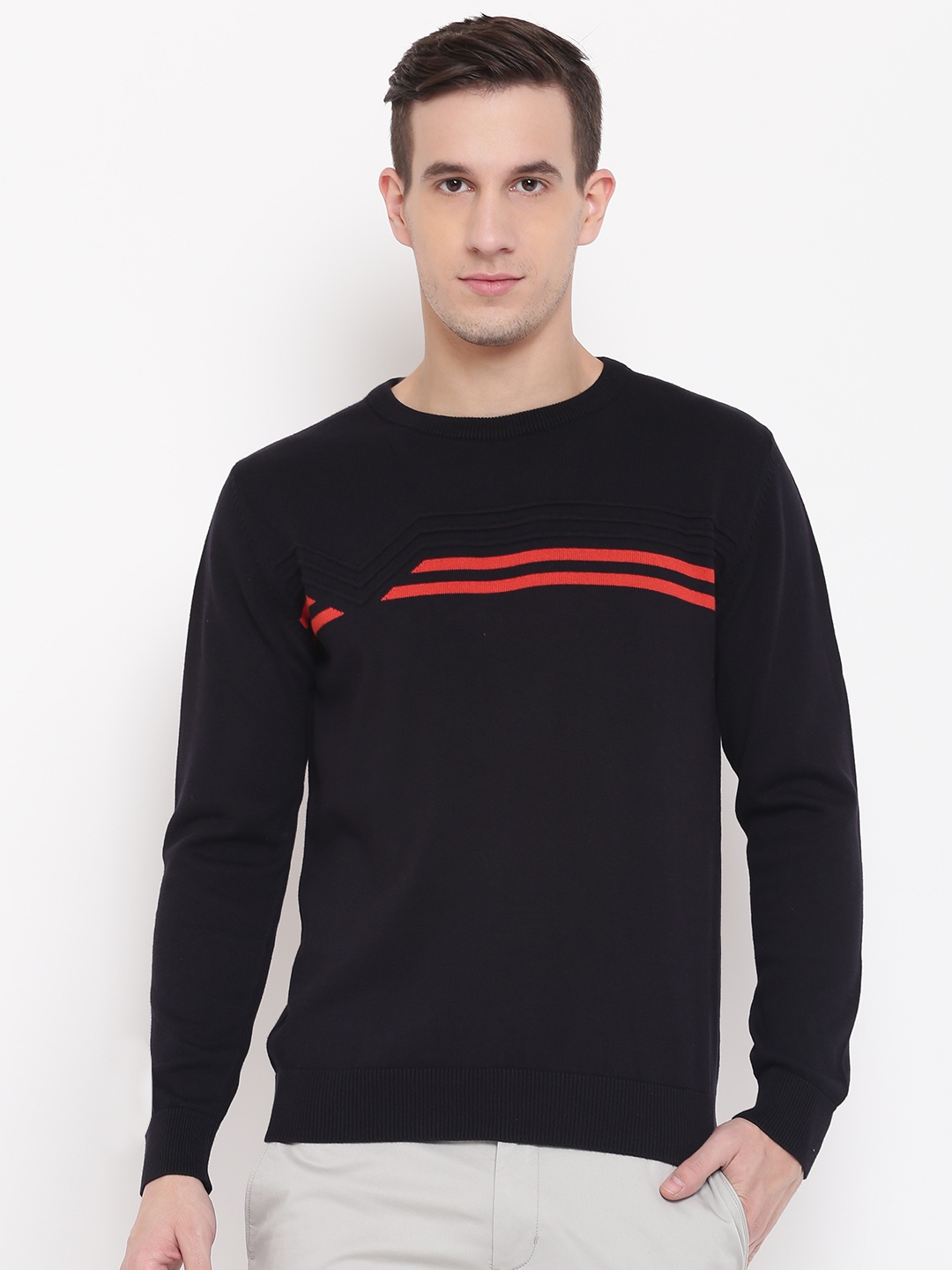 

Blackberrys Men Black Solid Pullover