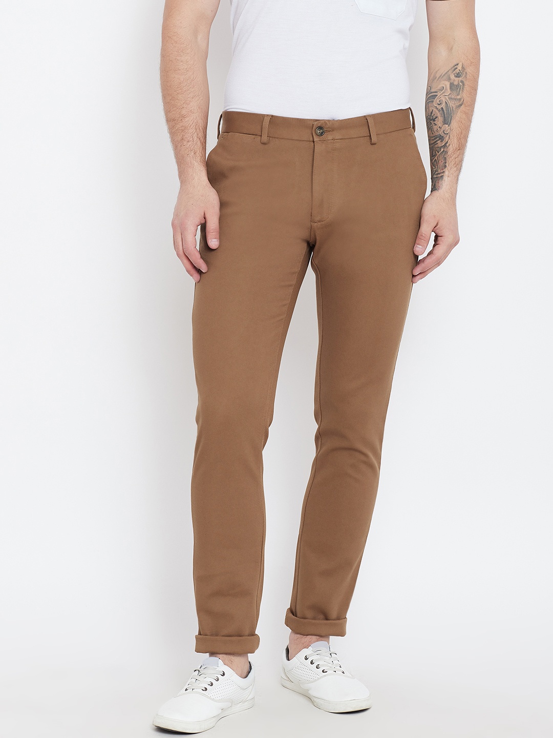 

Blackberrys Men Brown B-91 Skinny Fit Solid Trousers