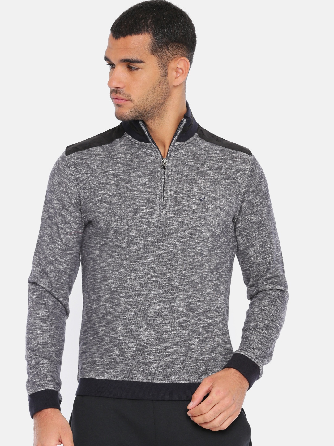 

Blackberrys Men Navy Blue Solid Sweatshirt