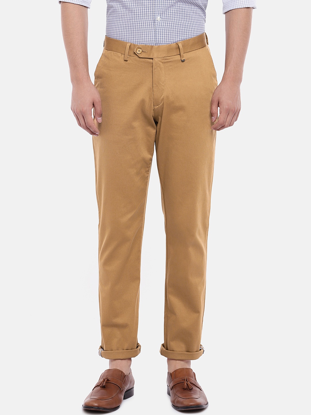 

Blackberrys Men Khaki Regular Fit Solid Trousers