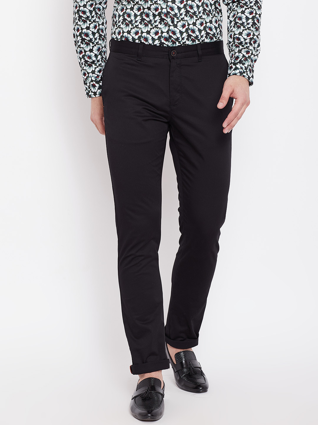 

Blackberrys Men Black Slim Fit Solid Trousers