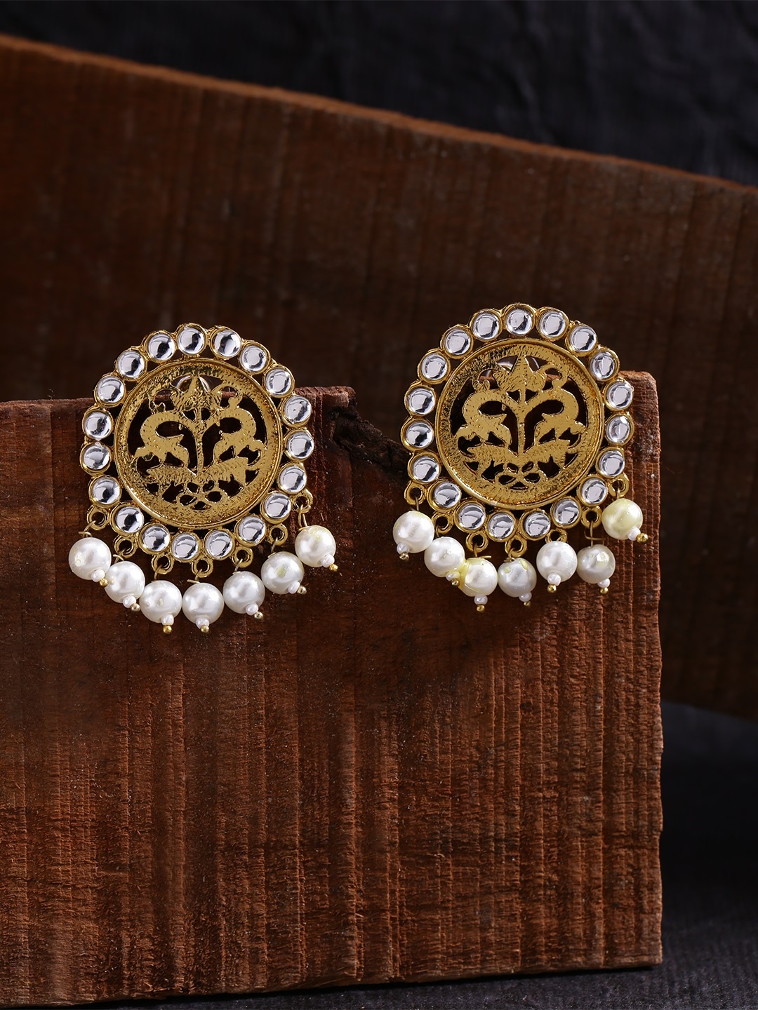 

Fida Gold-Toned Circular Drop Earrings