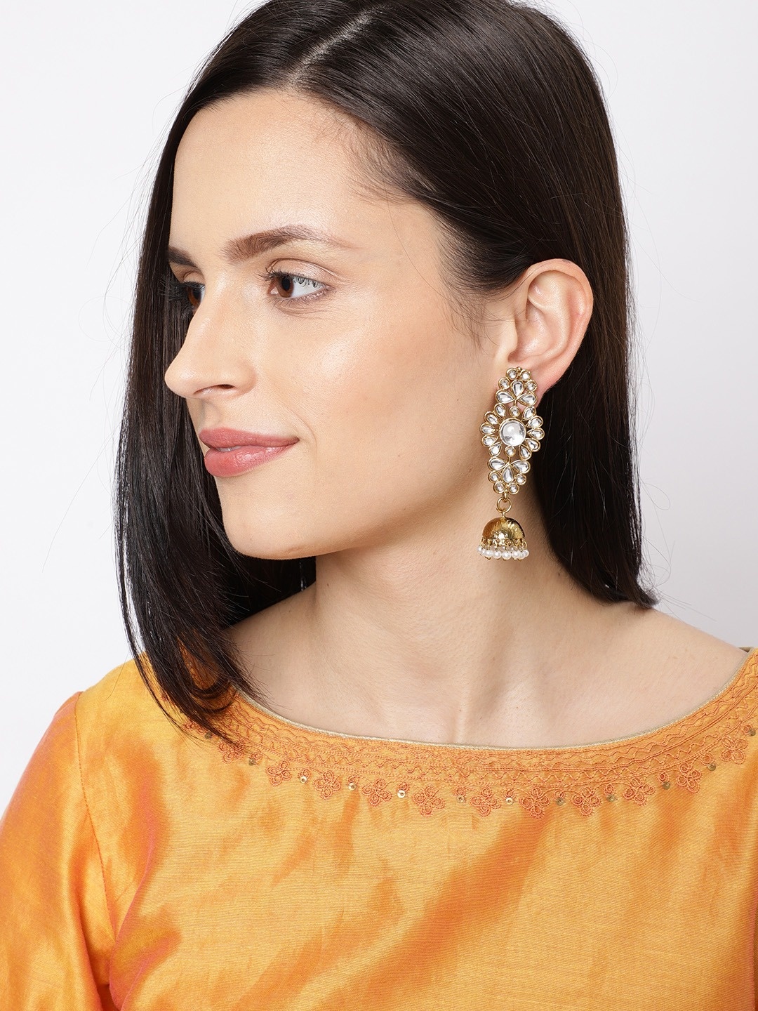 

Fida Gold-Toned Floral Jhumkas