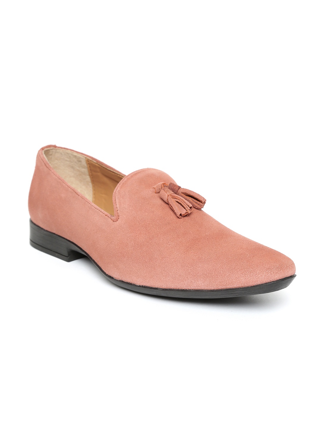 

San Frissco Men Dusty Pink Solid Suede Smart Casual Slip-Ons, Peach