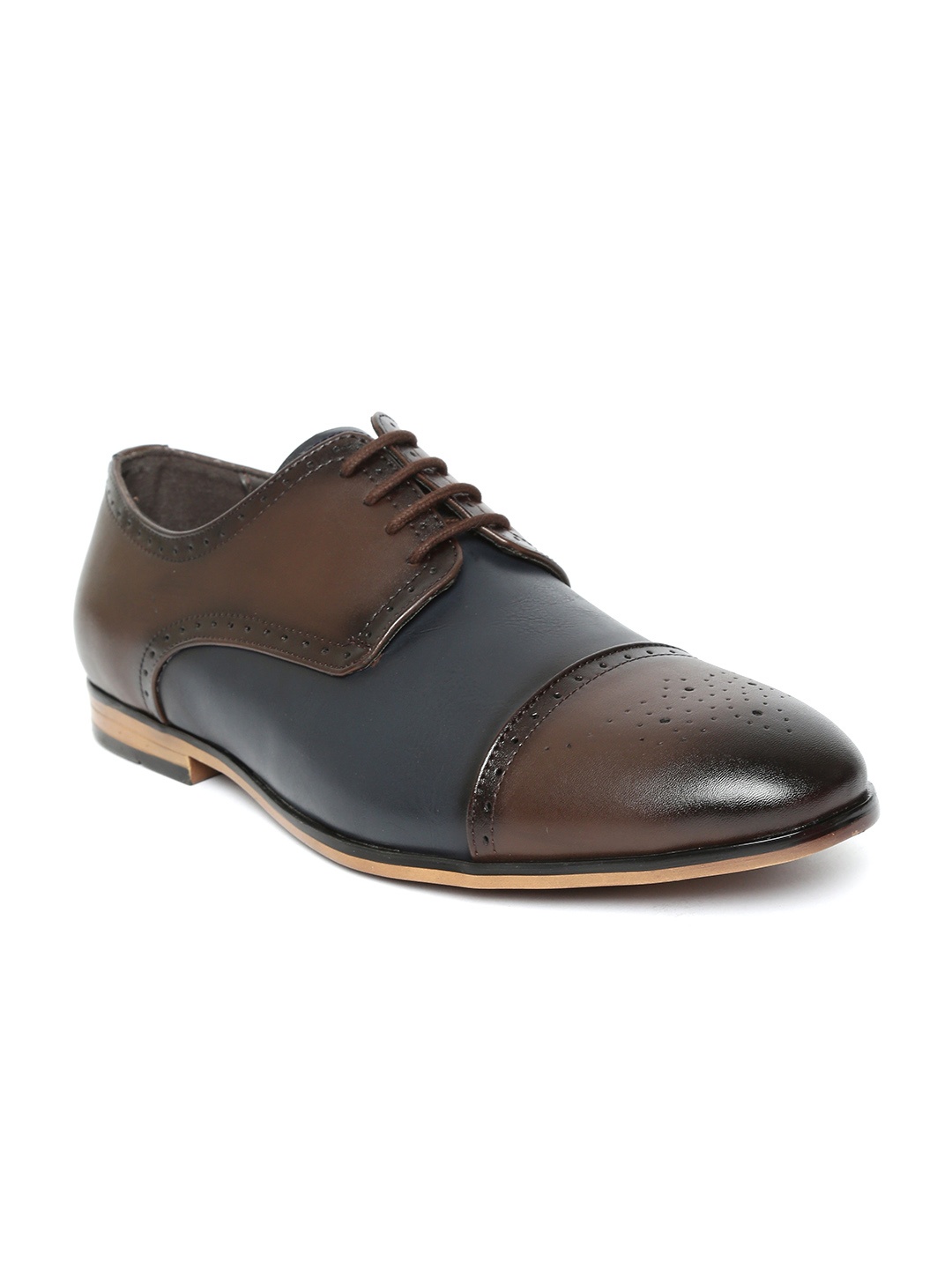 

San Frissco Men Brown & Navy Colourblocked Formal Oxfords