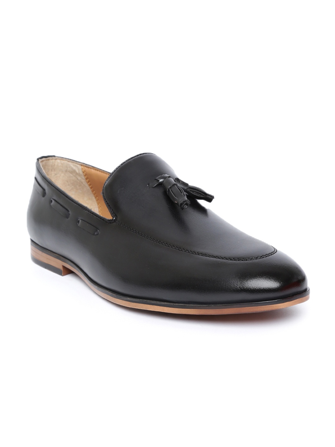 

San Frissco Men Black Leather Semiformal Slip-Ons