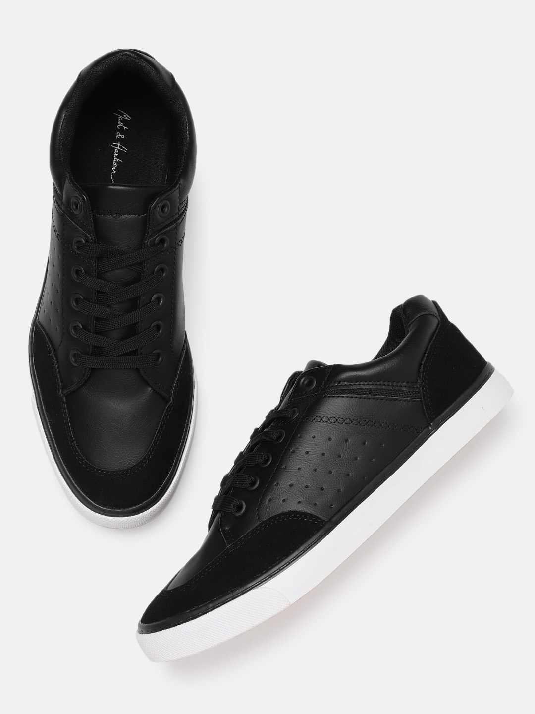 

Mast & Harbour Men Black Solid Sneakers