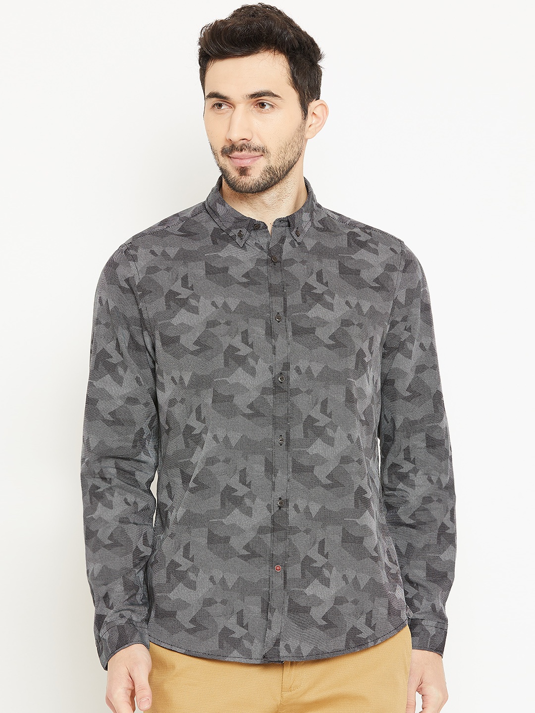 

Blackberrys Men Grey Slim Fit Printed Casual Shirt