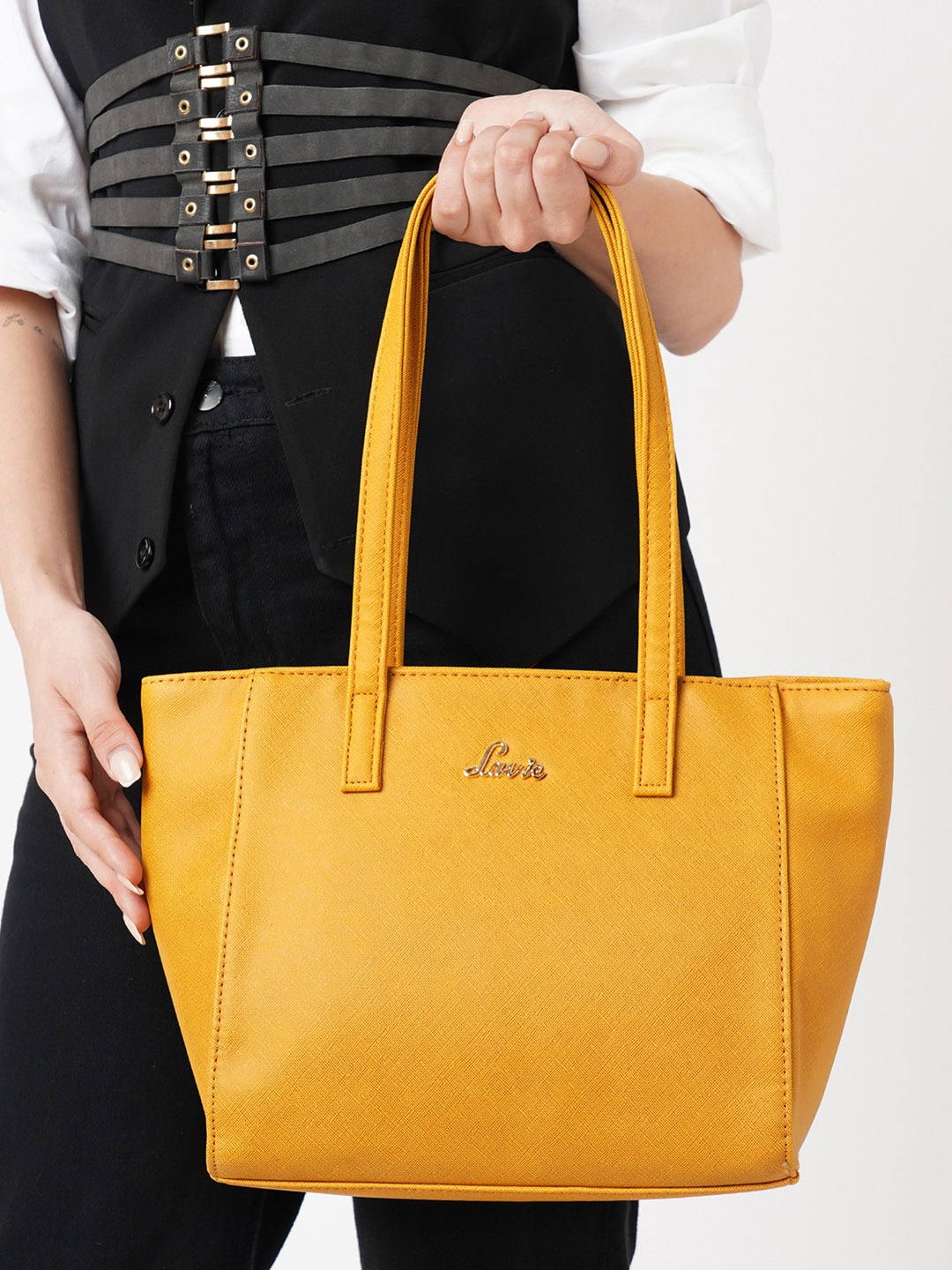 

Lavie Mustard Yellow Textured Shoulder Bag