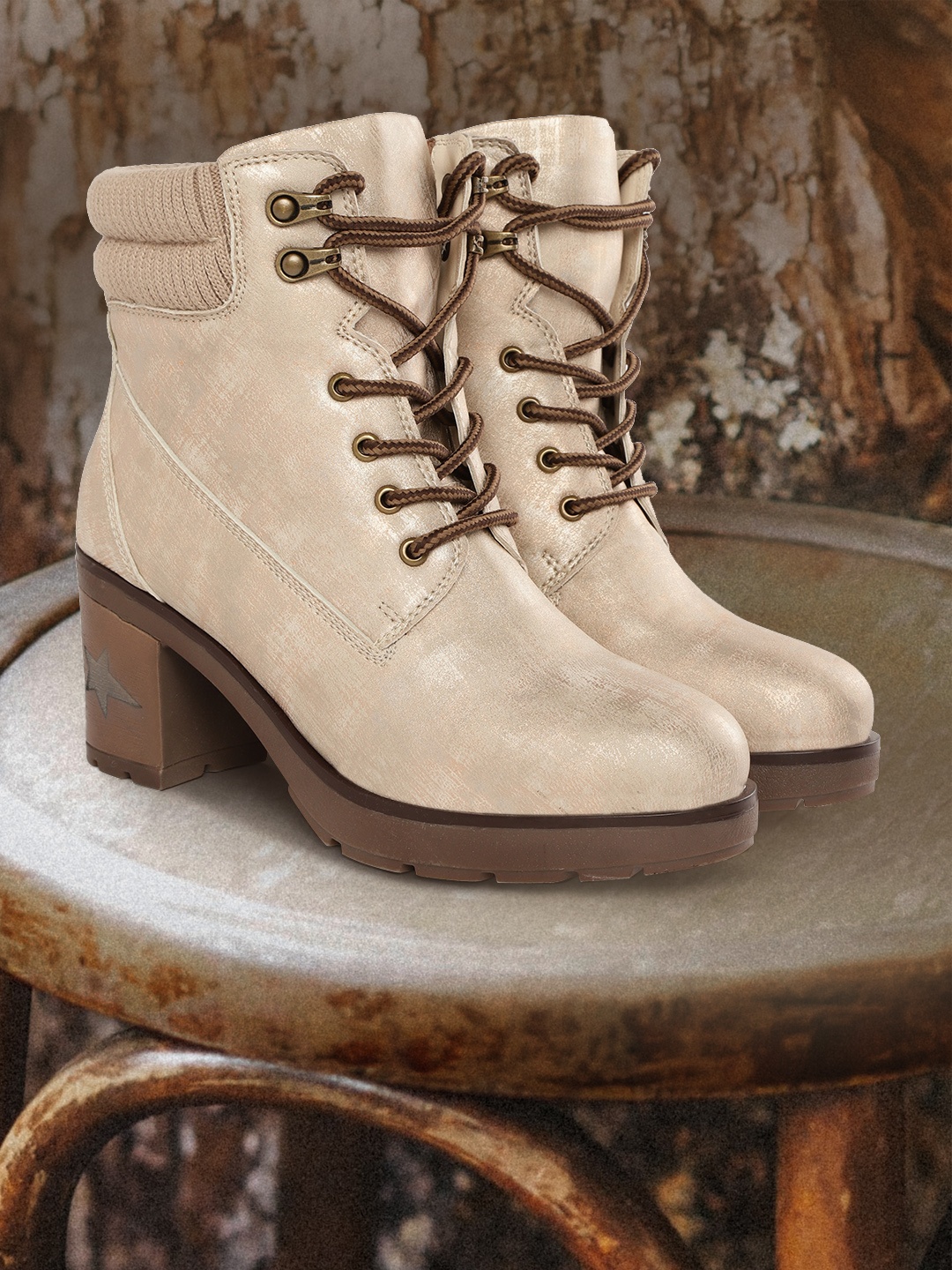

Roadster Champagne Block Mid Top Heeled Boots