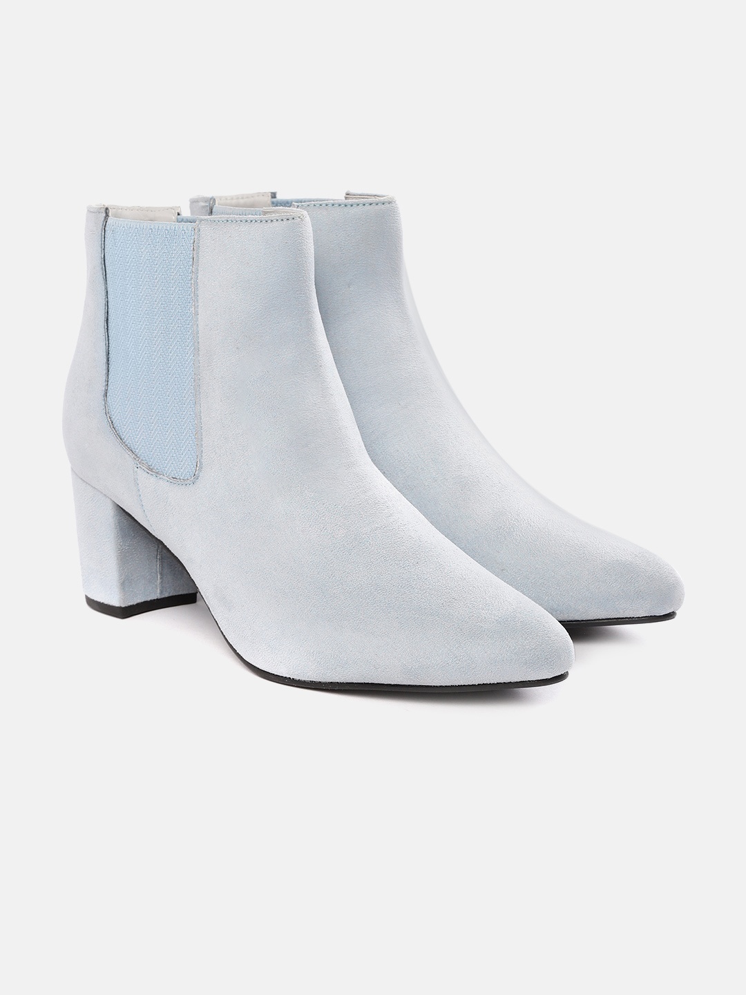 

DressBerry Blue Suede Finish Mid Top Block Heeled Boots