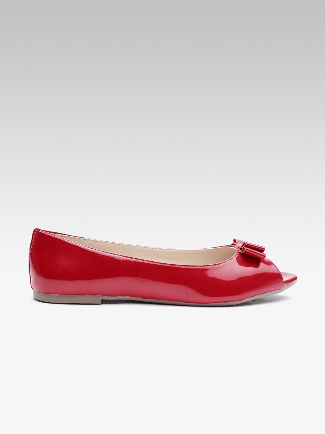 

Carlton London Women Red Solid Synthetic Peep-Toe Ballerinas