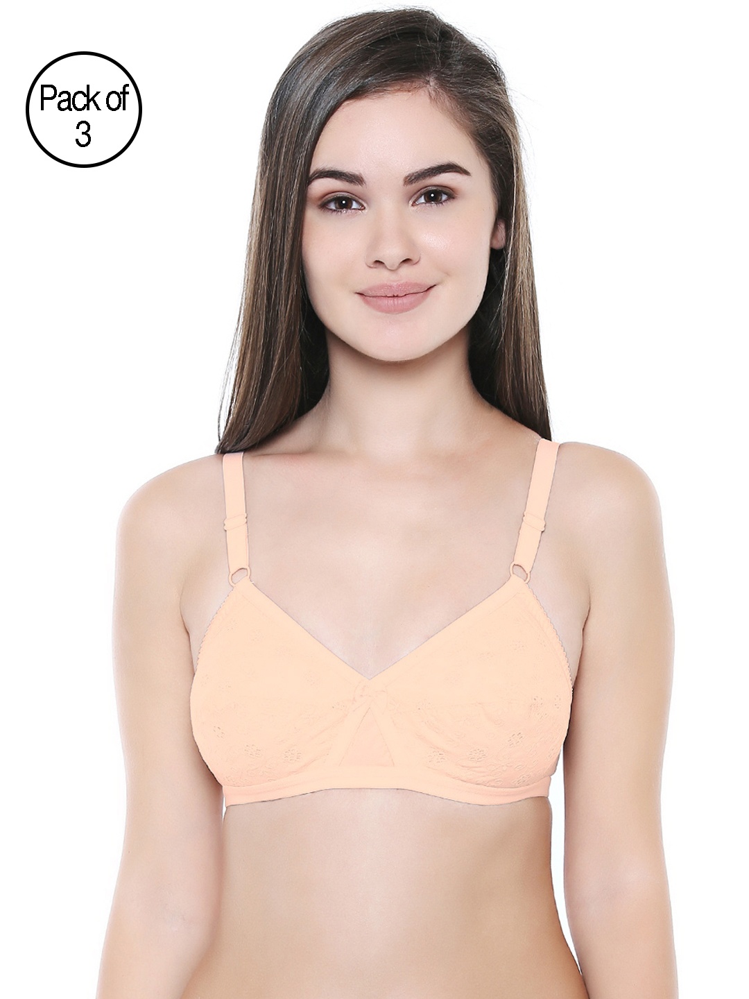 

Bodycare Pack Of 3 Solid Non-Wired Non Padded Everyday Bra 5524PE, Peach