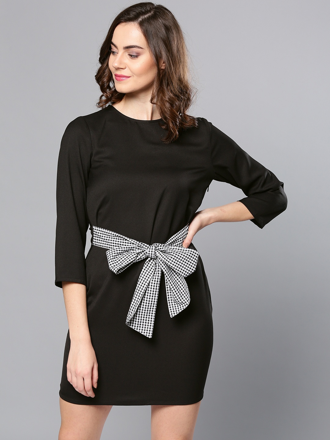 

Besiva Women Black Solid Mini Sheath Dress