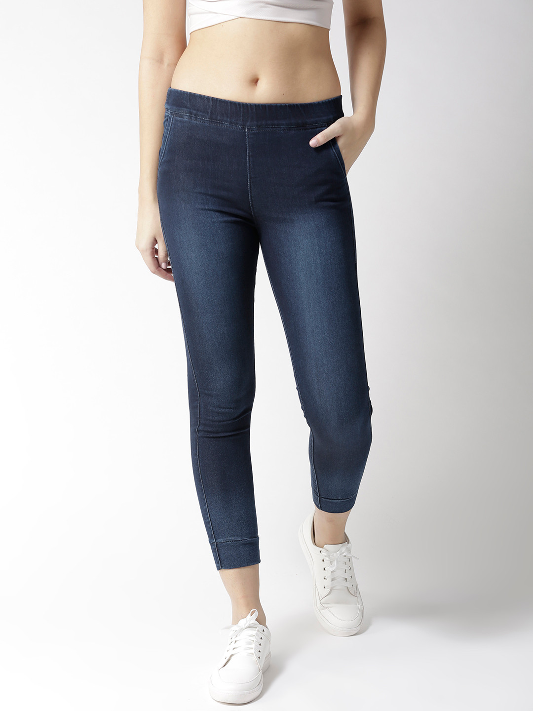 

Xpose Navy Comfort Skinny Fit Cropped Jeggings, Navy blue
