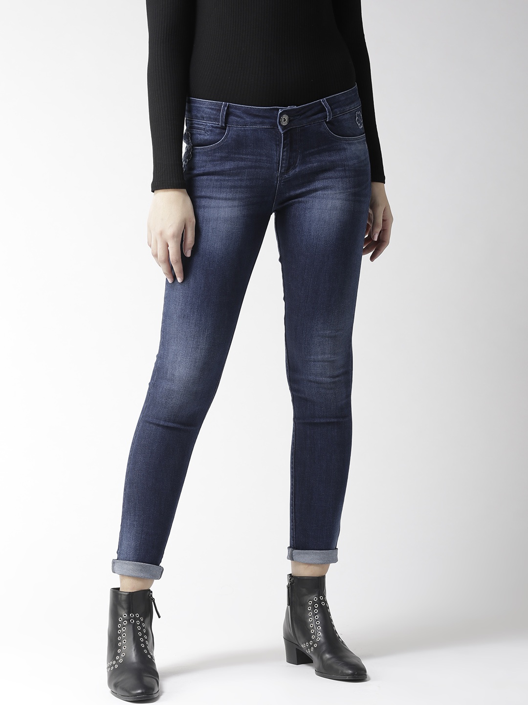 

Xpose Women Navy Blue Slim Fit Mid-Rise Clean Look Stretchable Jeans