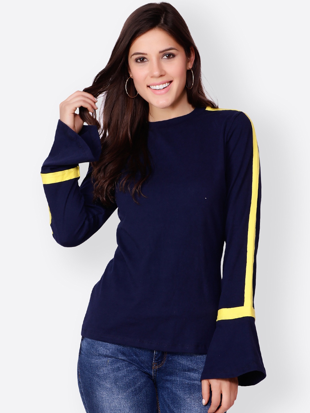 SCORPIUS Women Navy Blue Solid Top