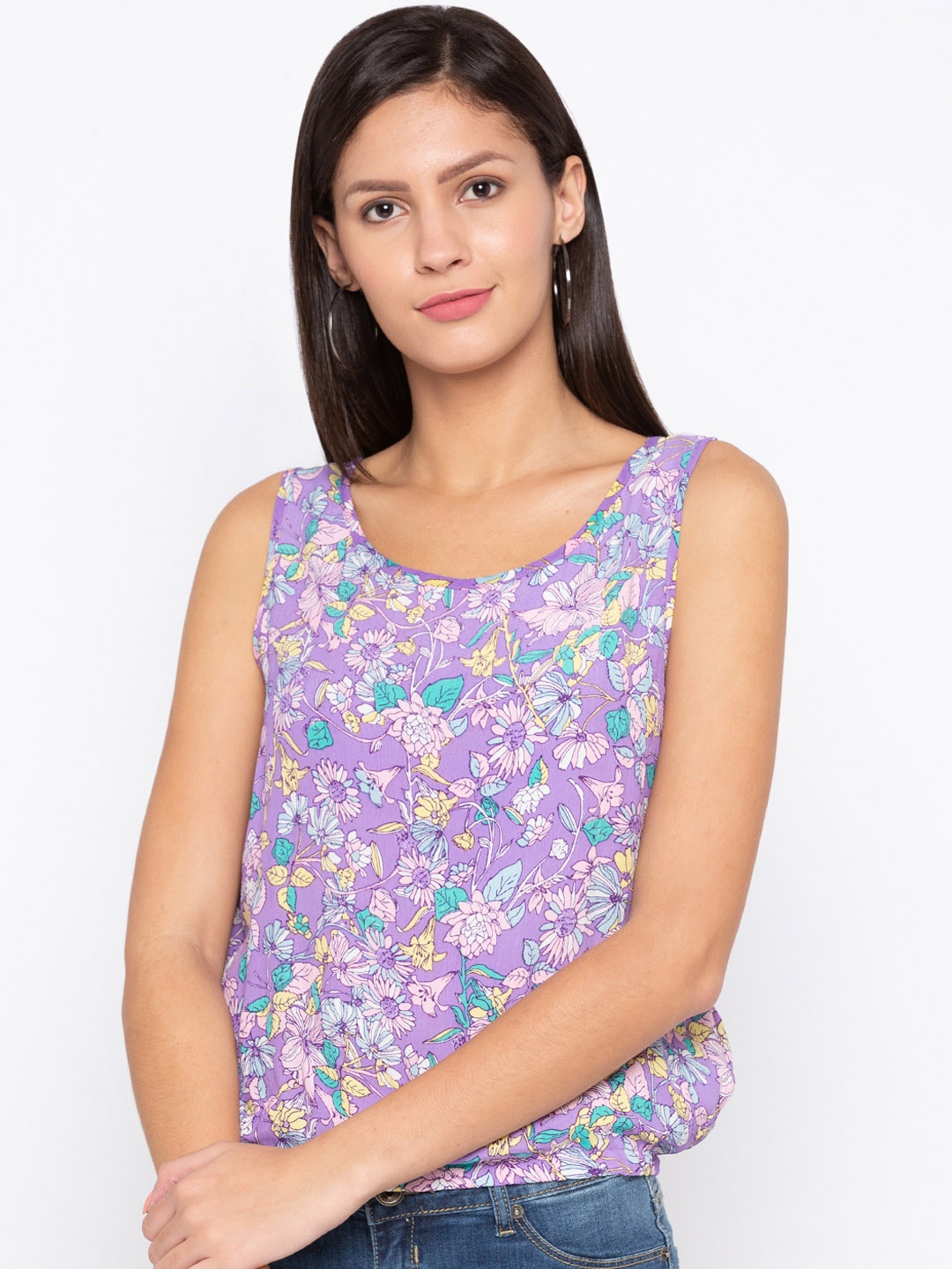 

Globus Women Lavender Printed Blouson Top