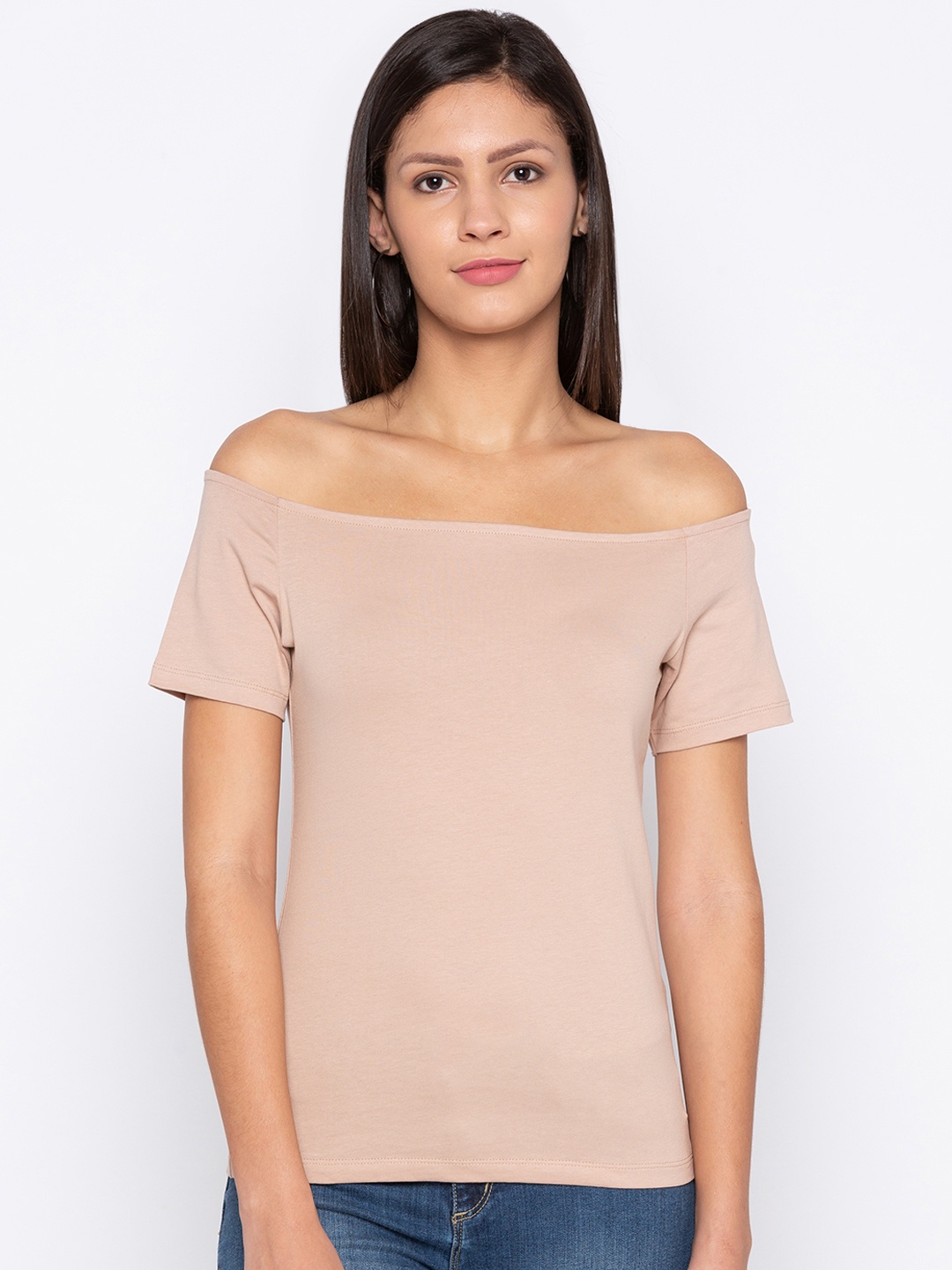 

Globus Women Brown Solid Bardot Top